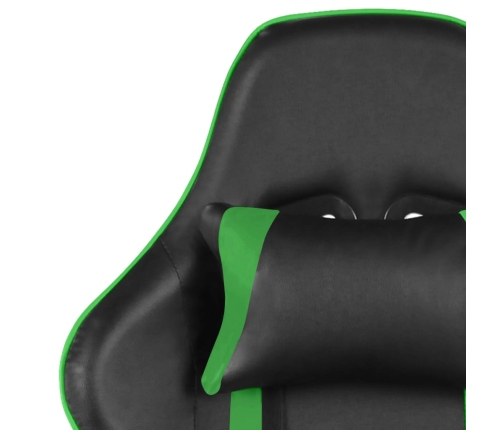 Silla gaming giratoria con reposapiés PVC verde