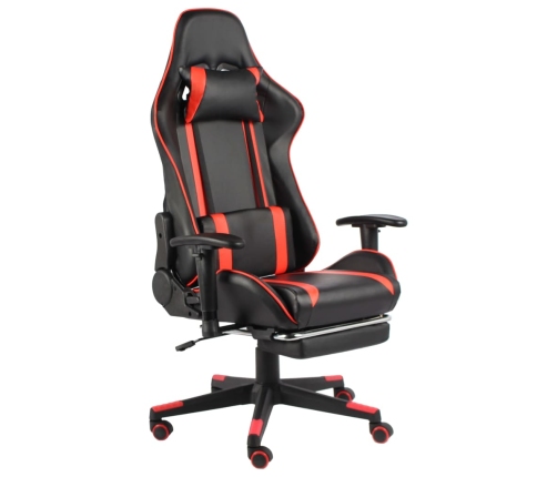 Silla gaming giratoria con reposapiés PVC rojo