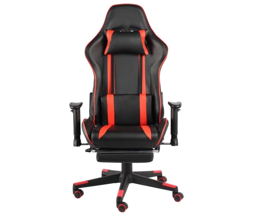 Silla gaming giratoria con reposapiés PVC rojo