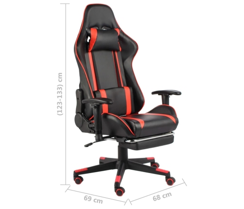 Silla gaming giratoria con reposapiés PVC rojo