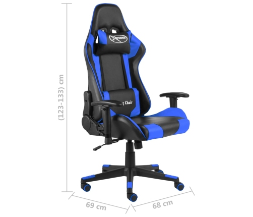 Silla gaming giratoria PVC azul