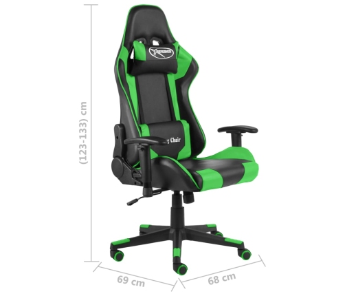 Silla gaming giratoria PVC verde