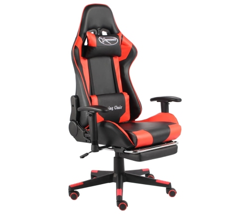 Silla gaming giratoria con reposapiés PVC rojo