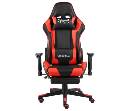 Silla gaming giratoria con reposapiés PVC rojo