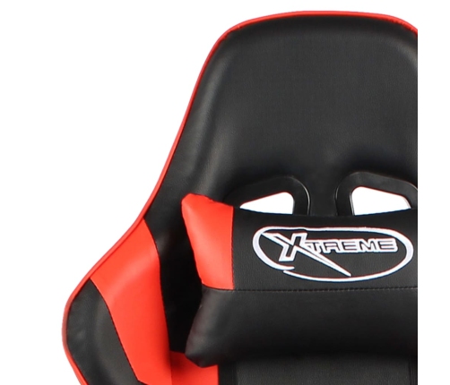 Silla gaming giratoria con reposapiés PVC rojo