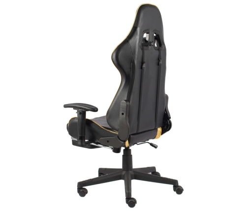 Silla gaming giratoria con reposapiés PVC dorado