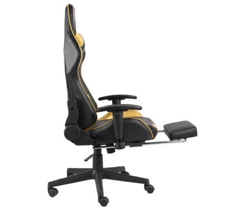 Silla gaming giratoria con reposapiés PVC dorado