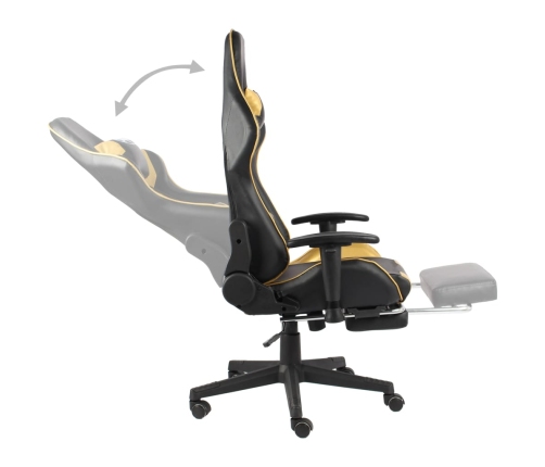 Silla gaming giratoria con reposapiés PVC dorado