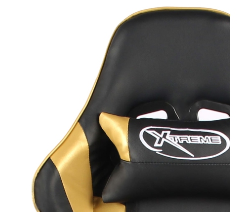 Silla gaming giratoria con reposapiés PVC dorado