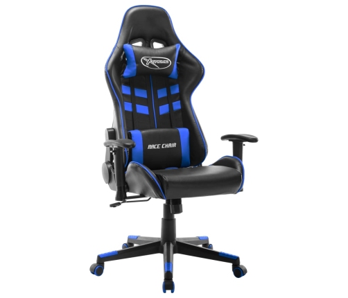 Silla de gaming de cuero sintético negro y azul