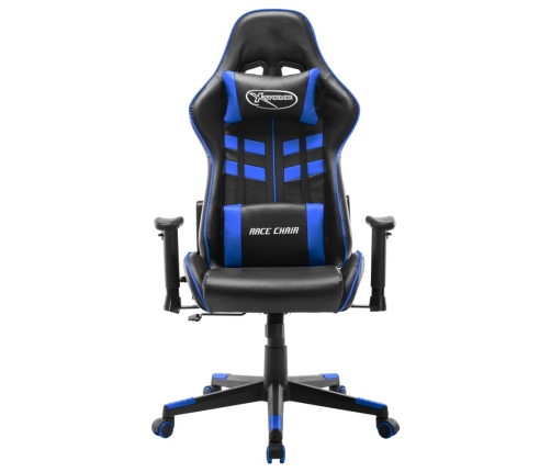 Silla de gaming de cuero sintético negro y azul