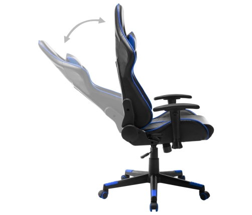 Silla de gaming de cuero sintético negro y azul