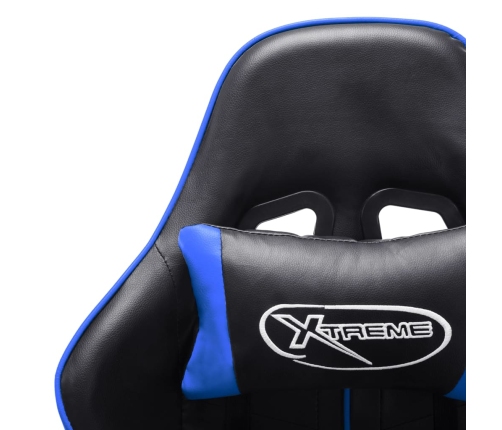 Silla de gaming de cuero sintético negro y azul