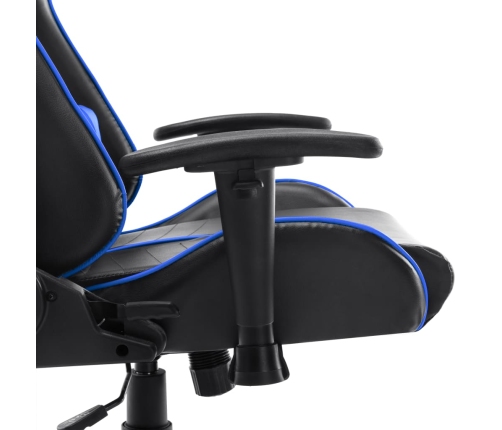 Silla de gaming de cuero sintético negro y azul