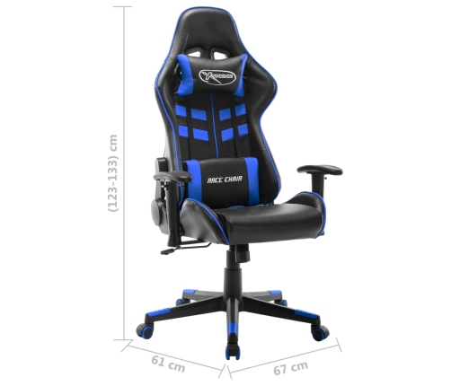 Silla de gaming de cuero sintético negro y azul