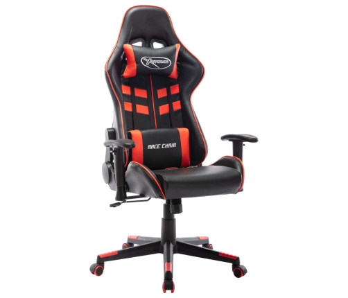 Silla de gaming de cuero sintético negro y rojo