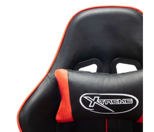 Silla de gaming de cuero sintético negro y rojo