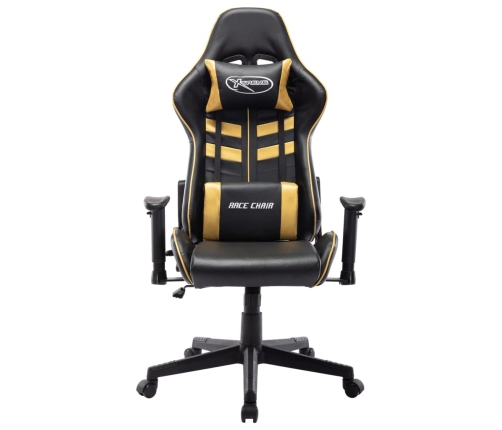 Silla de gaming de cuero sintético negro y dorado