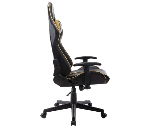 Silla de gaming de cuero sintético negro y dorado