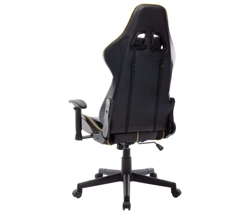 Silla de gaming de cuero sintético negro y dorado