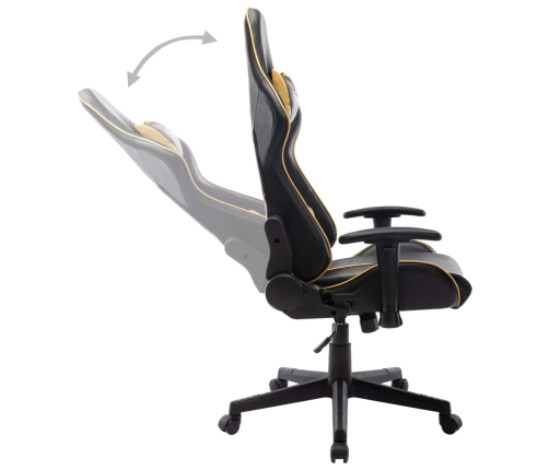 Silla de gaming de cuero sintético negro y dorado