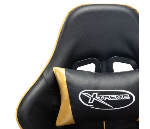 Silla de gaming de cuero sintético negro y dorado