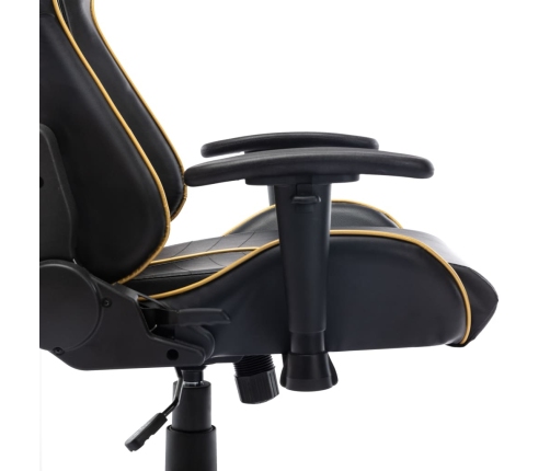 Silla de gaming de cuero sintético negro y dorado