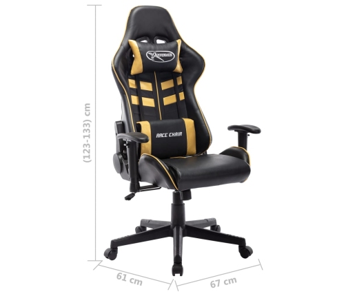 Silla de gaming de cuero sintético negro y dorado