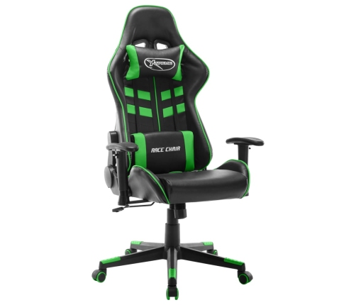 Silla de gaming de cuero sintético negro y verde