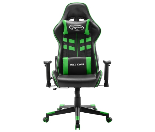 Silla de gaming de cuero sintético negro y verde