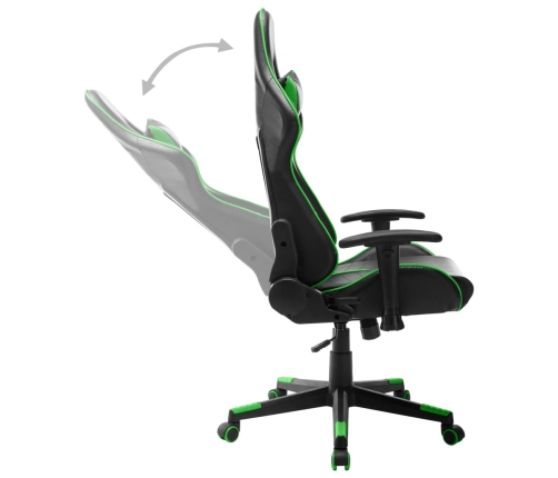 Silla de gaming de cuero sintético negro y verde