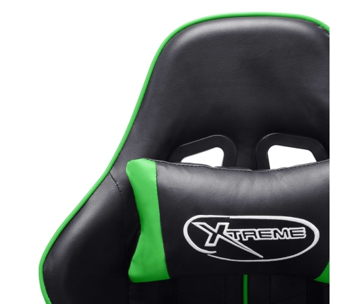 Silla de gaming de cuero sintético negro y verde