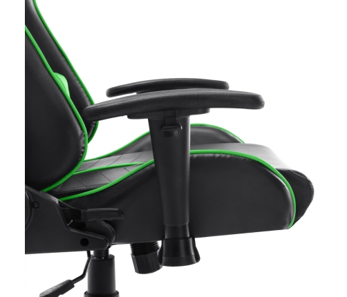 Silla de gaming de cuero sintético negro y verde