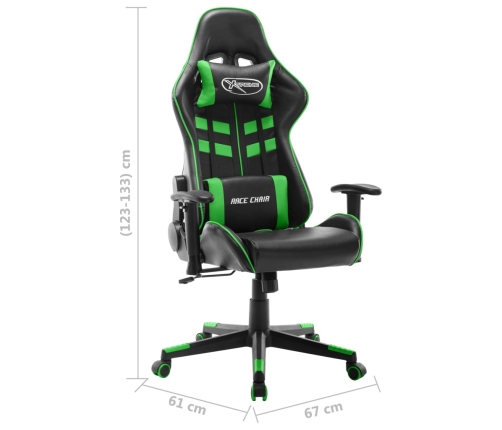 Silla de gaming de cuero sintético negro y verde