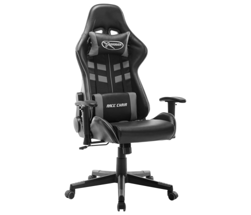 Silla de gaming de cuero sintético negro y gris