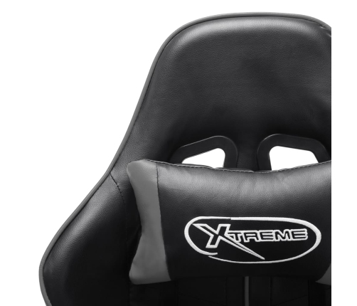 Silla de gaming de cuero sintético negro y gris