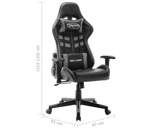 Silla de gaming de cuero sintético negro y gris