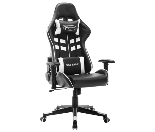 Silla de gaming de cuero sintético negro y blanco