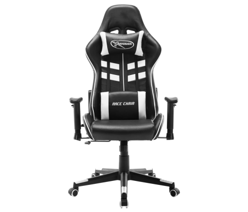 Silla de gaming de cuero sintético negro y blanco