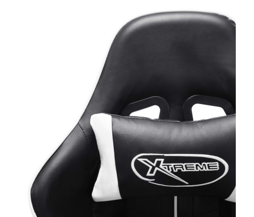 Silla de gaming de cuero sintético negro y blanco