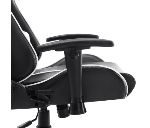 Silla de gaming de cuero sintético negro y blanco