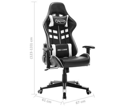 Silla de gaming de cuero sintético negro y blanco