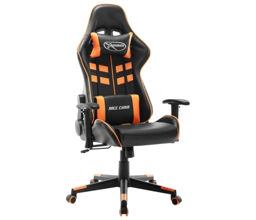 Silla de gaming de cuero sintético negro y naranja