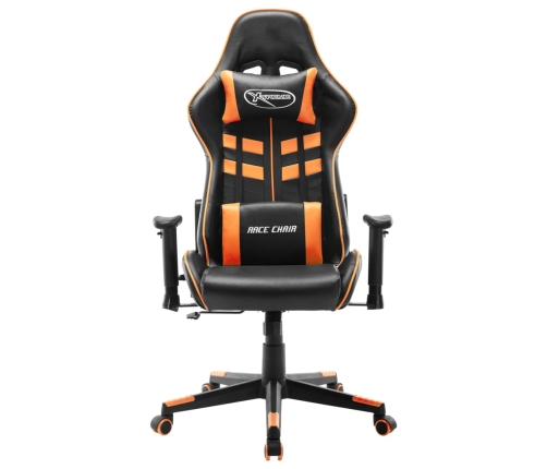 Silla de gaming de cuero sintético negro y naranja