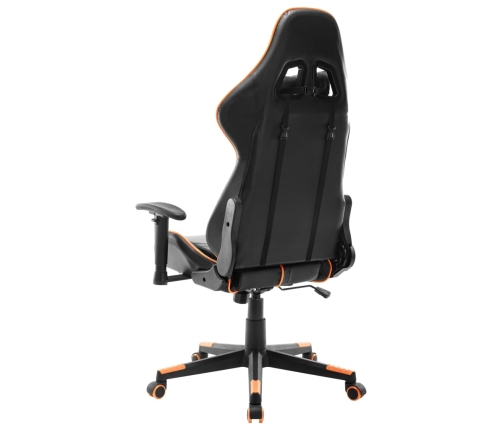 Silla de gaming de cuero sintético negro y naranja