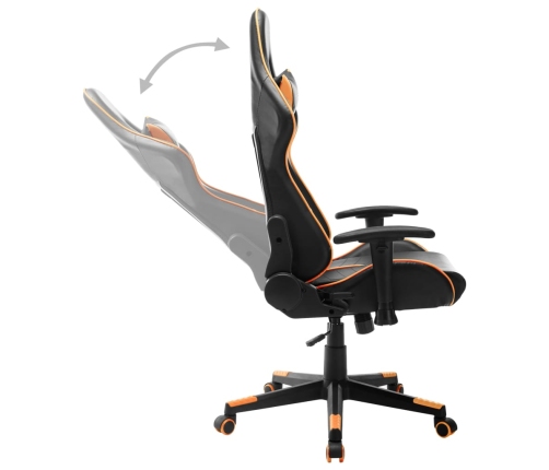 Silla de gaming de cuero sintético negro y naranja