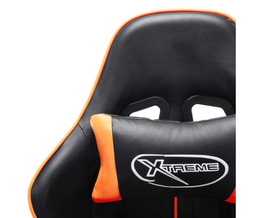 Silla de gaming de cuero sintético negro y naranja