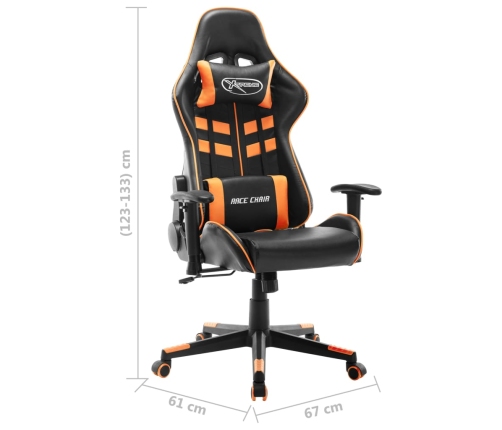 Silla de gaming de cuero sintético negro y naranja