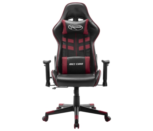 Silla de gaming de cuero sintético negro y rojo tinto