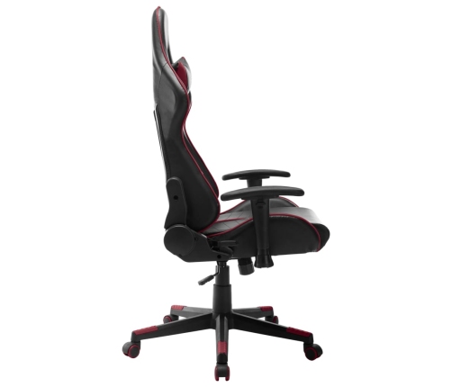 Silla de gaming de cuero sintético negro y rojo tinto